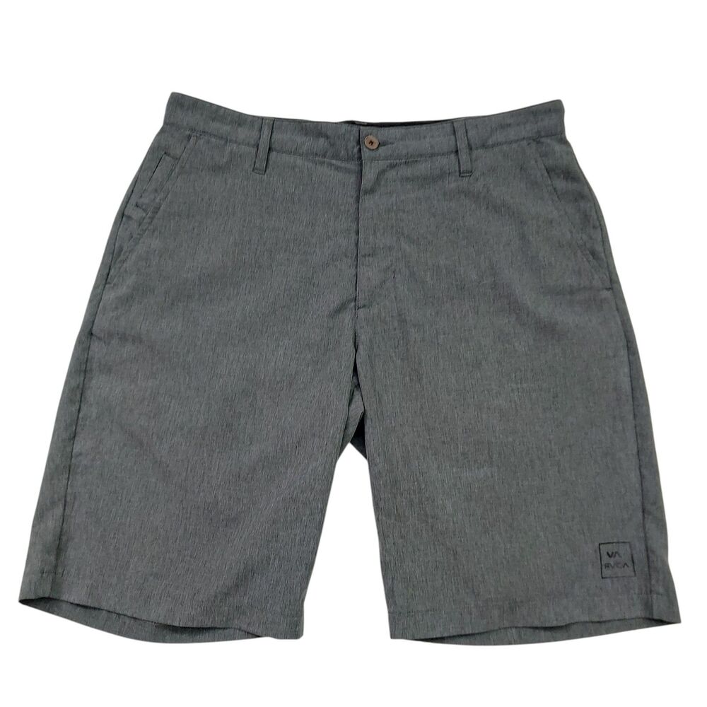 RVCA VA Shorts Mens 32 Gray Hybrid Flat Front Lightweight Stretch Surf Skate